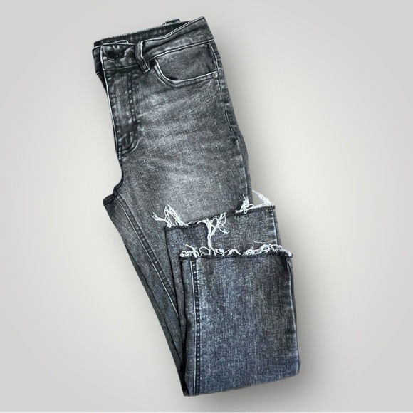 OAT Distressed Stone Wash Black Denim Jeans - Picture 8 of 14